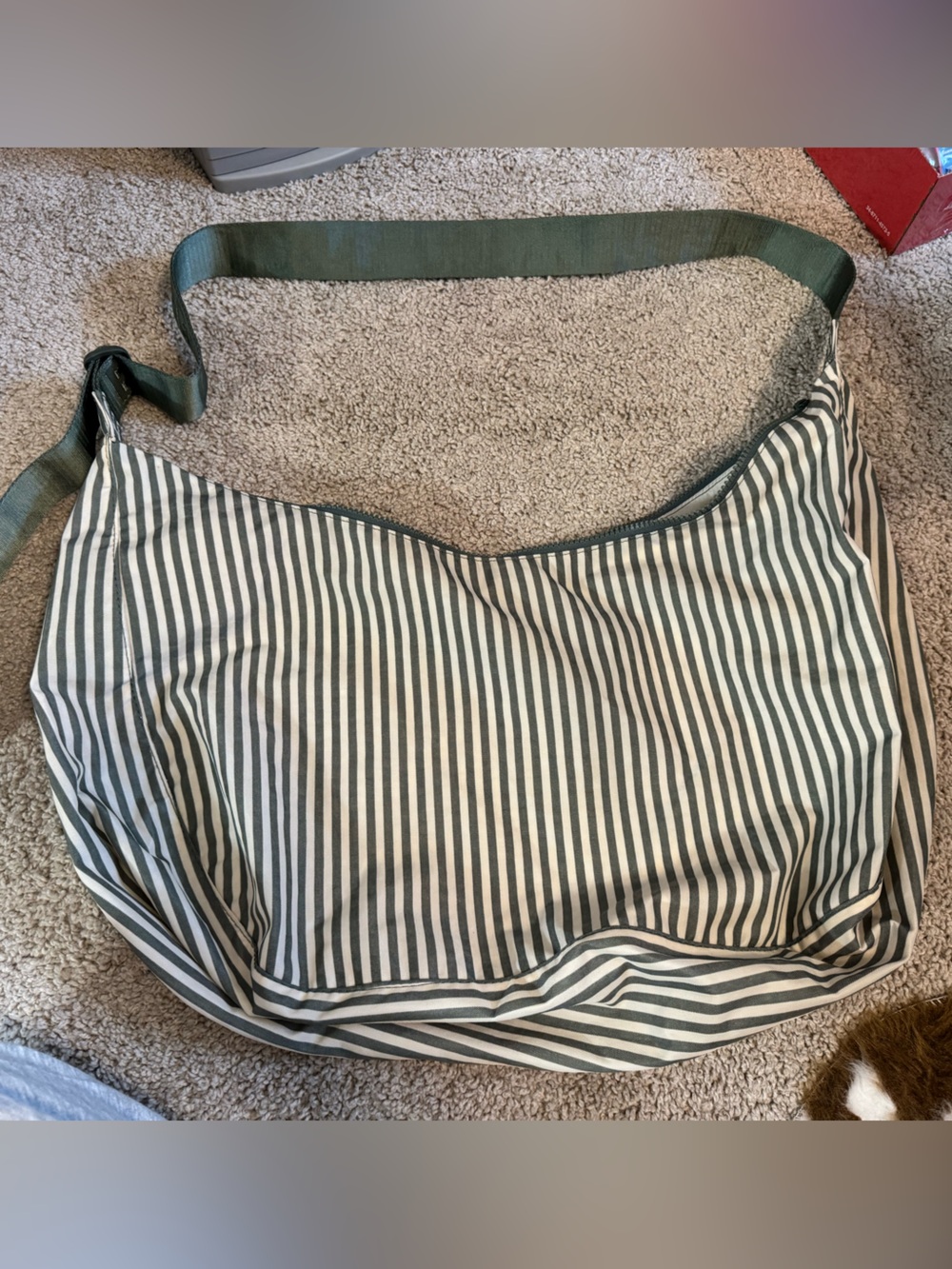 Baggu large sage stripe crescent bag
